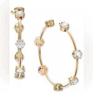 NEW Swarovski Gold-Tone Crystal Studded Hoop Earrings